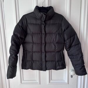 Eddie Bauer Jacket Women’s Medium Black Full Zip Goose Down Quilted Puffer